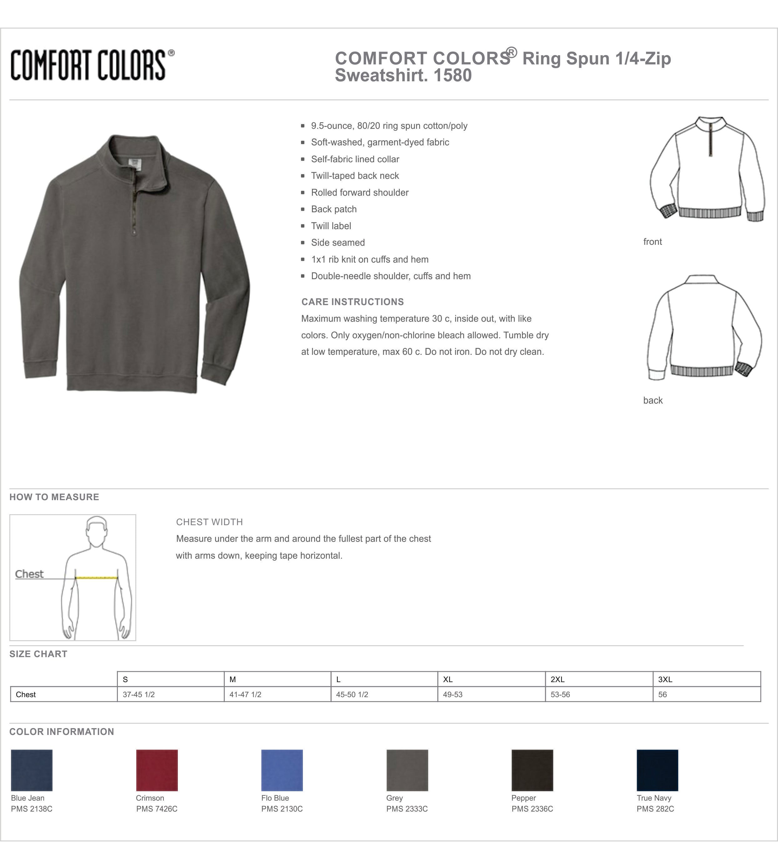 Comfort Colors® -Ring Spun 1/4-Zip Sweatshirt CC1580