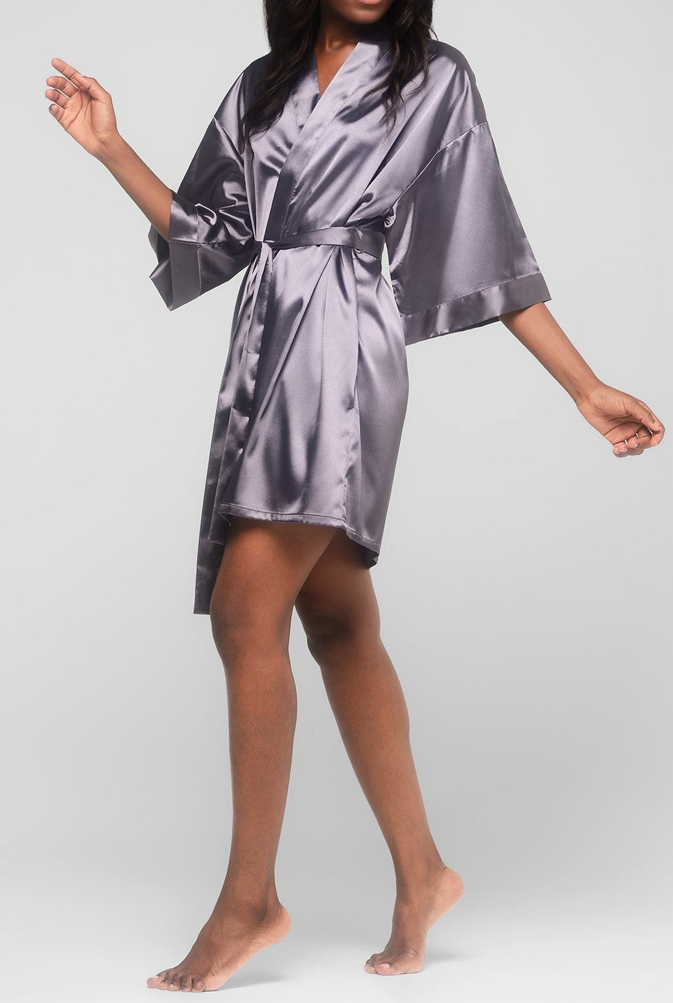 Satin Kimono Short Robe