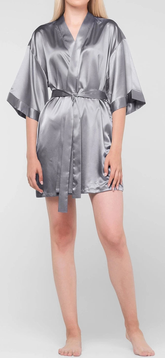 Satin Kimono Short Robe