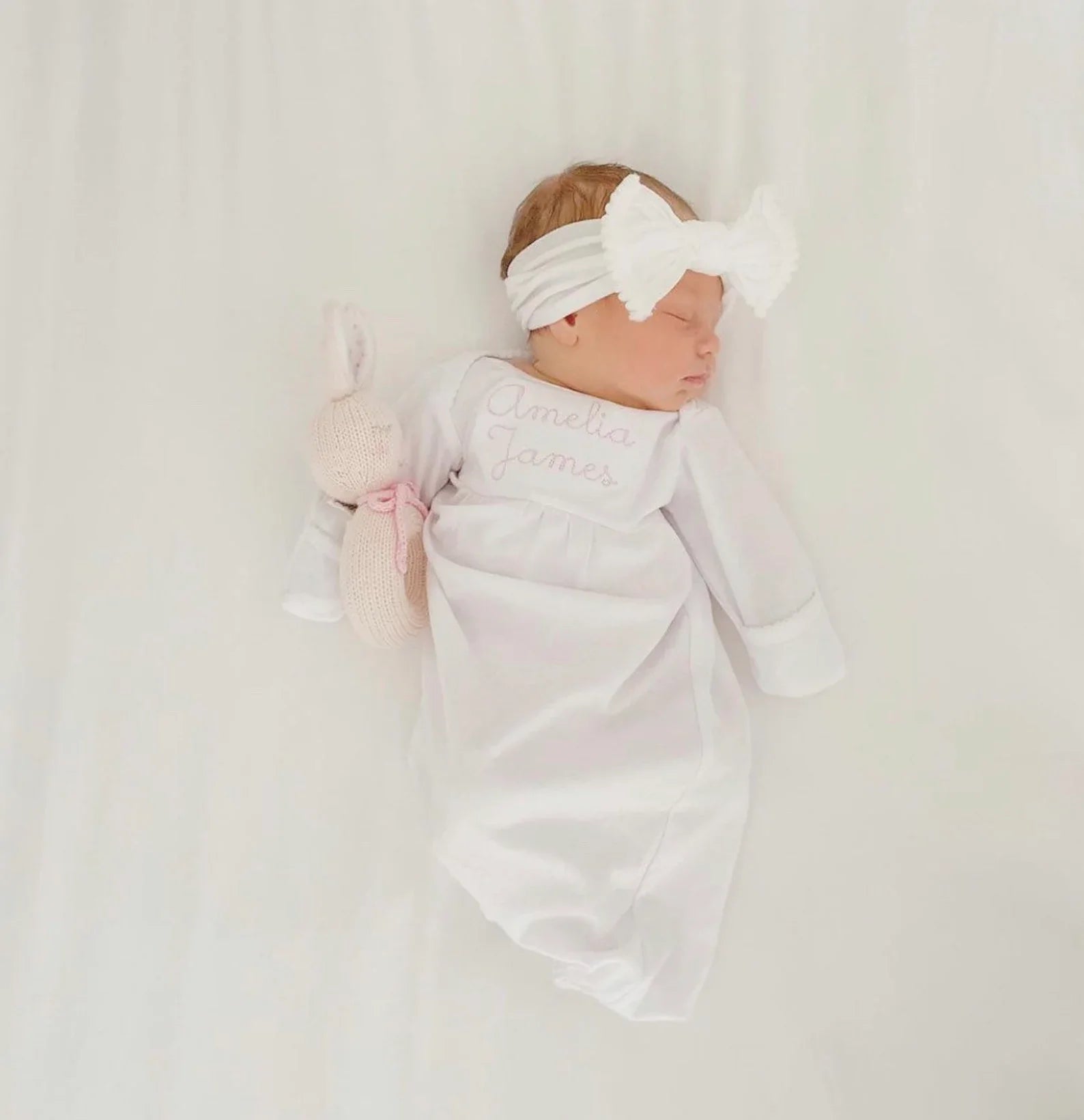 PIMA GOWN-WHITE, PINK, PINK DOT