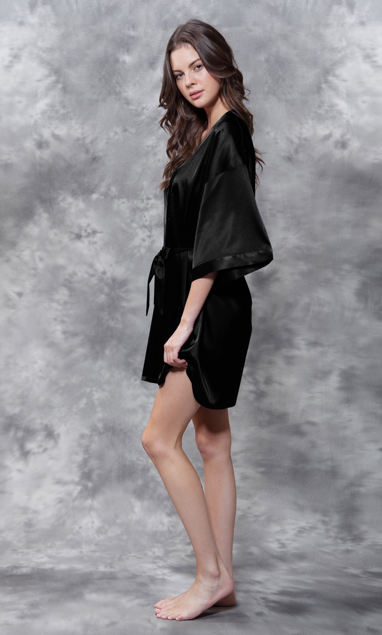 Satin Kimono Short Robe