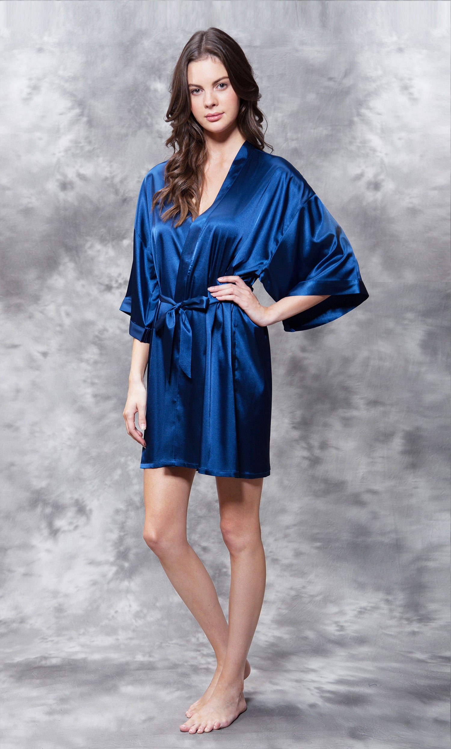 Satin Kimono Short Robe