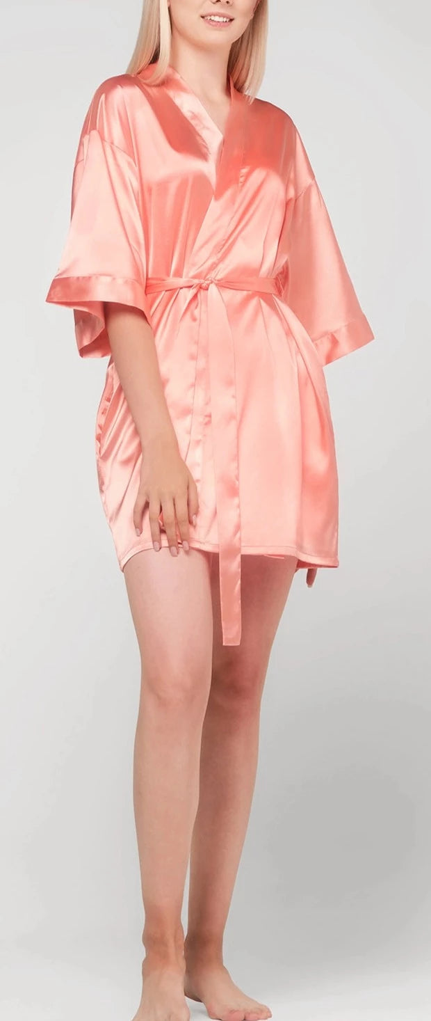 Satin Kimono Short Robe