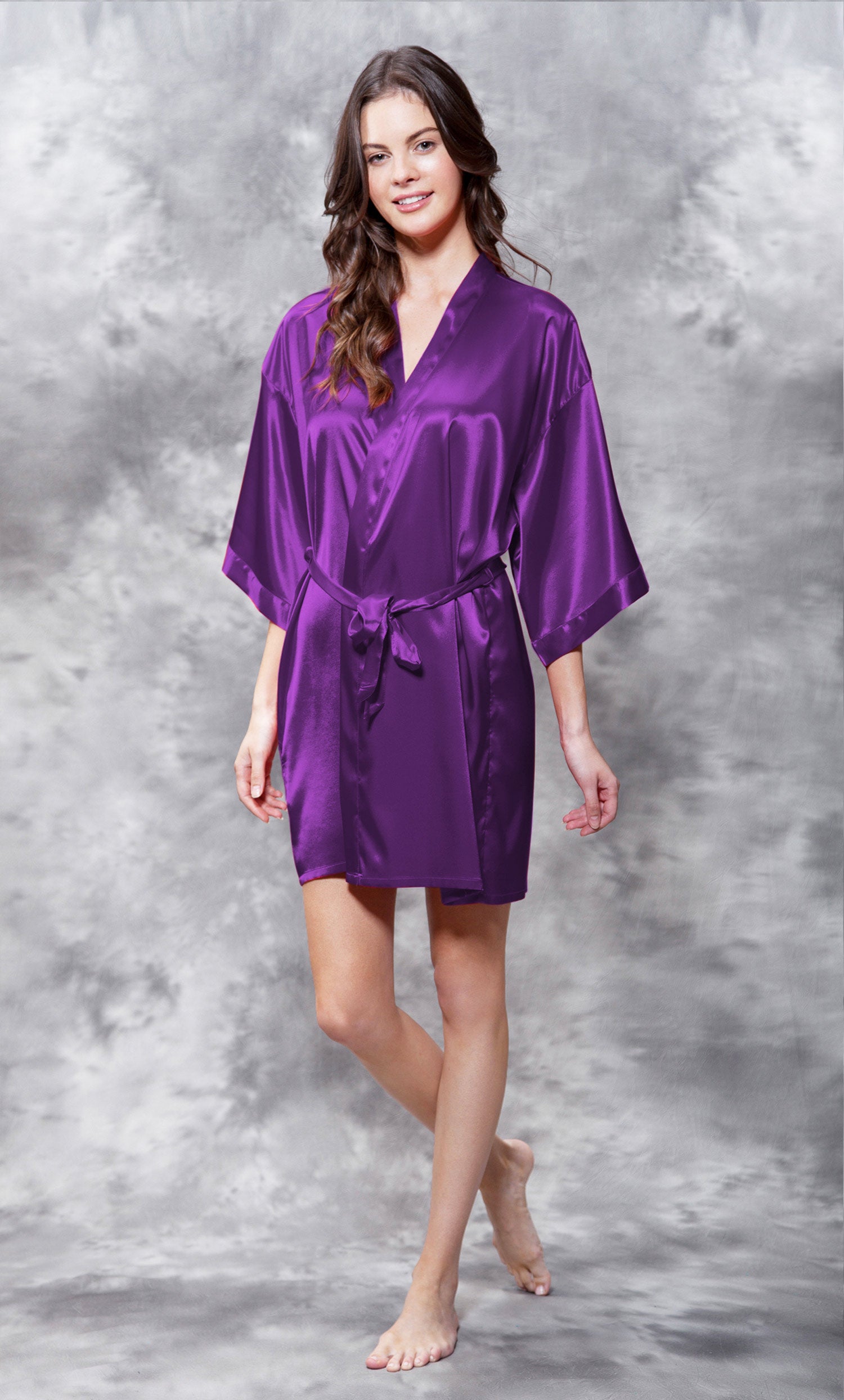 Satin Kimono Short Robe