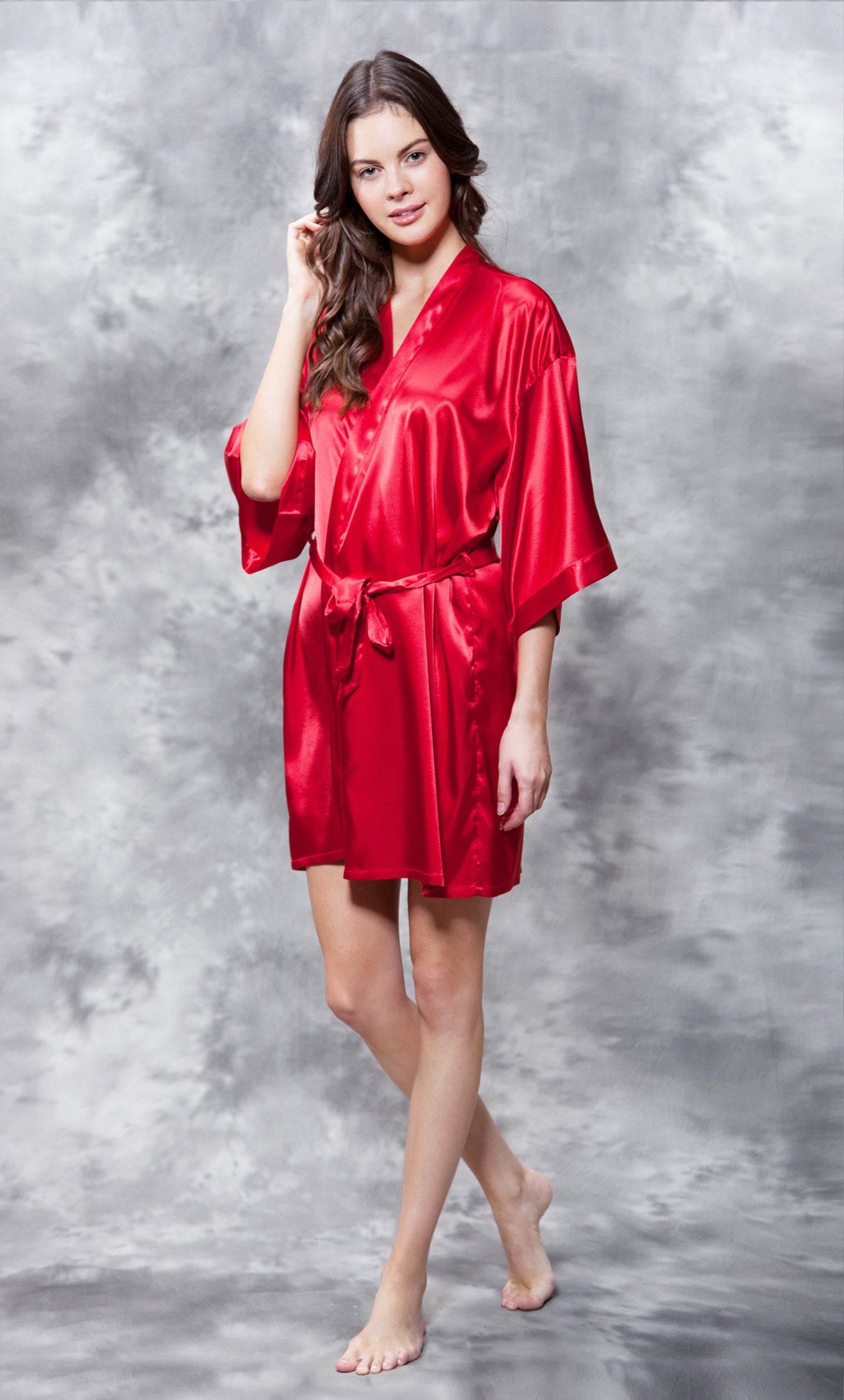 Satin Kimono Short Robe