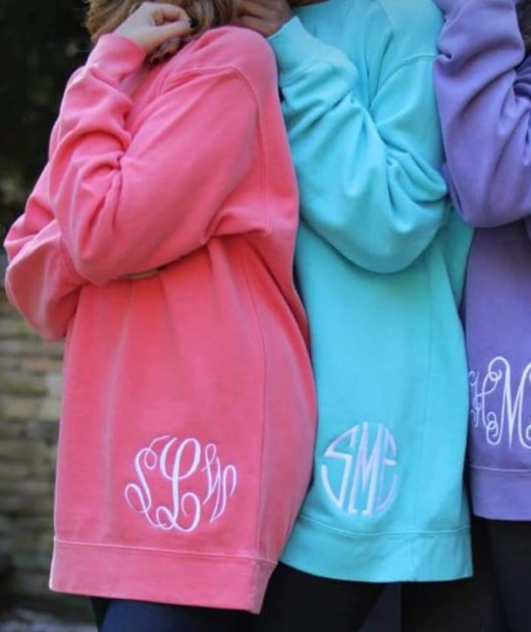 Custom Embroidery Monogram Comfort Color crew neck sweatshirt