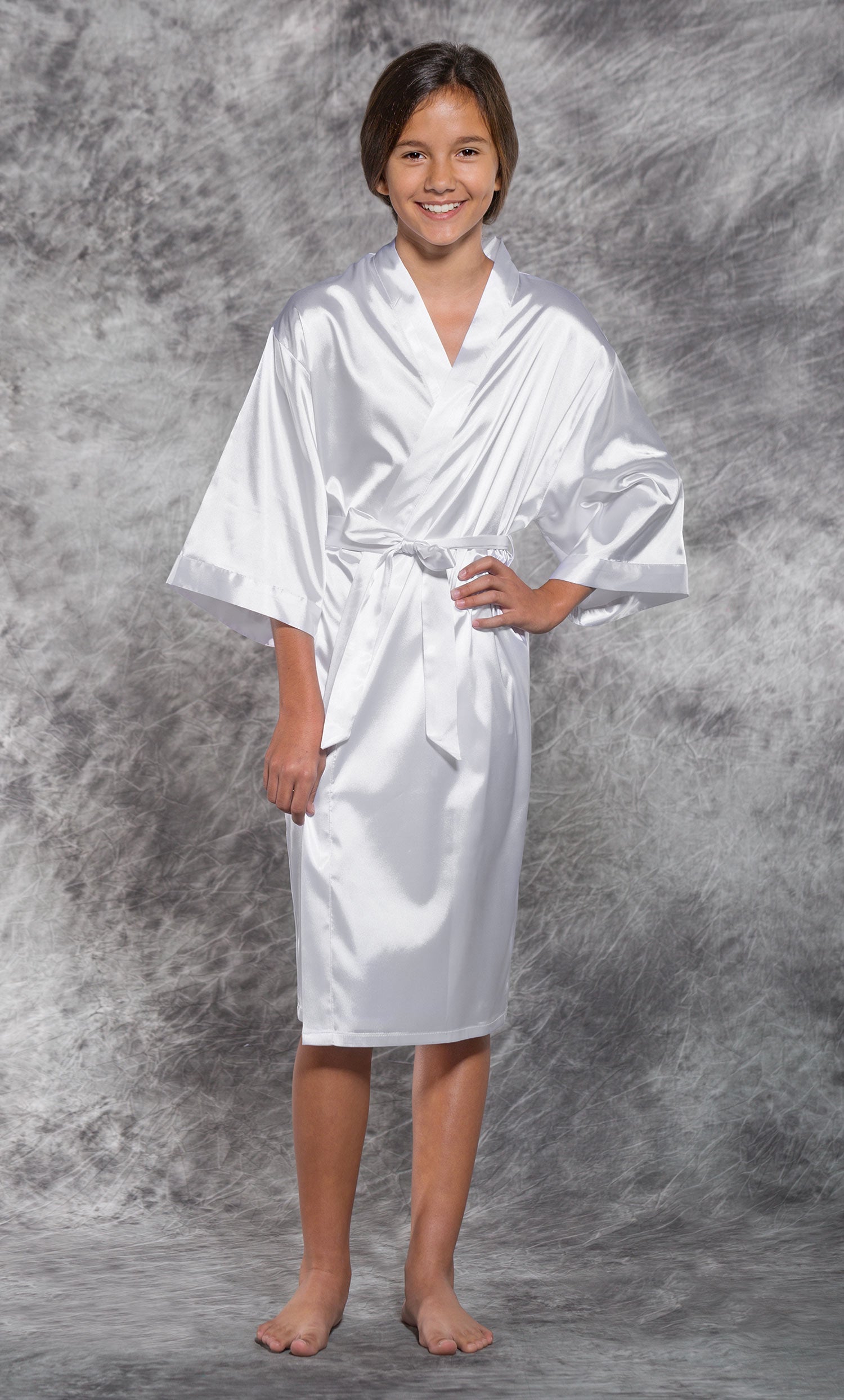 Youth Satin Kimono Short Robe
