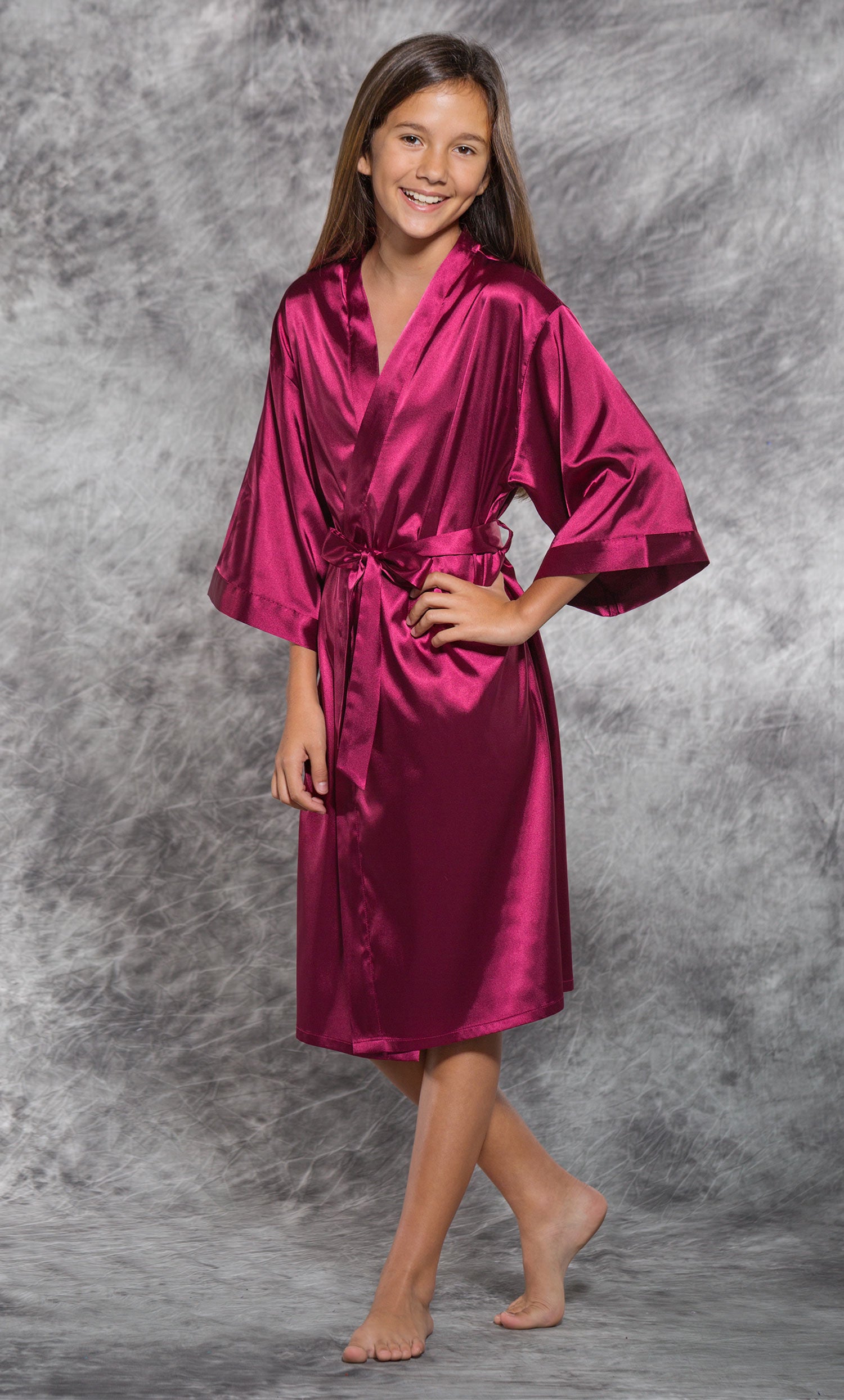 Youth Satin Kimono Short Robe