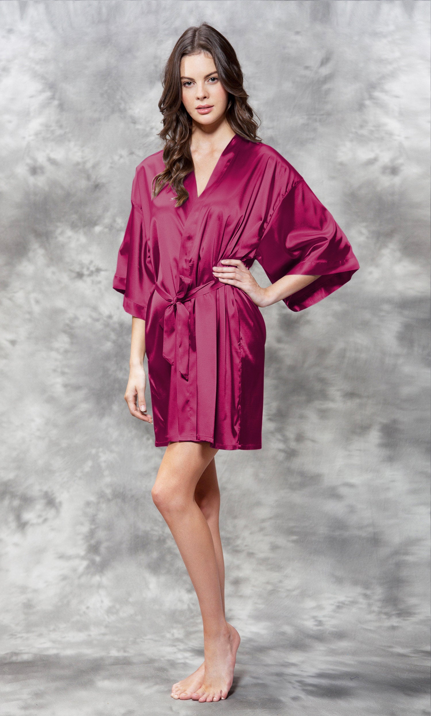 Satin Kimono Short Robe