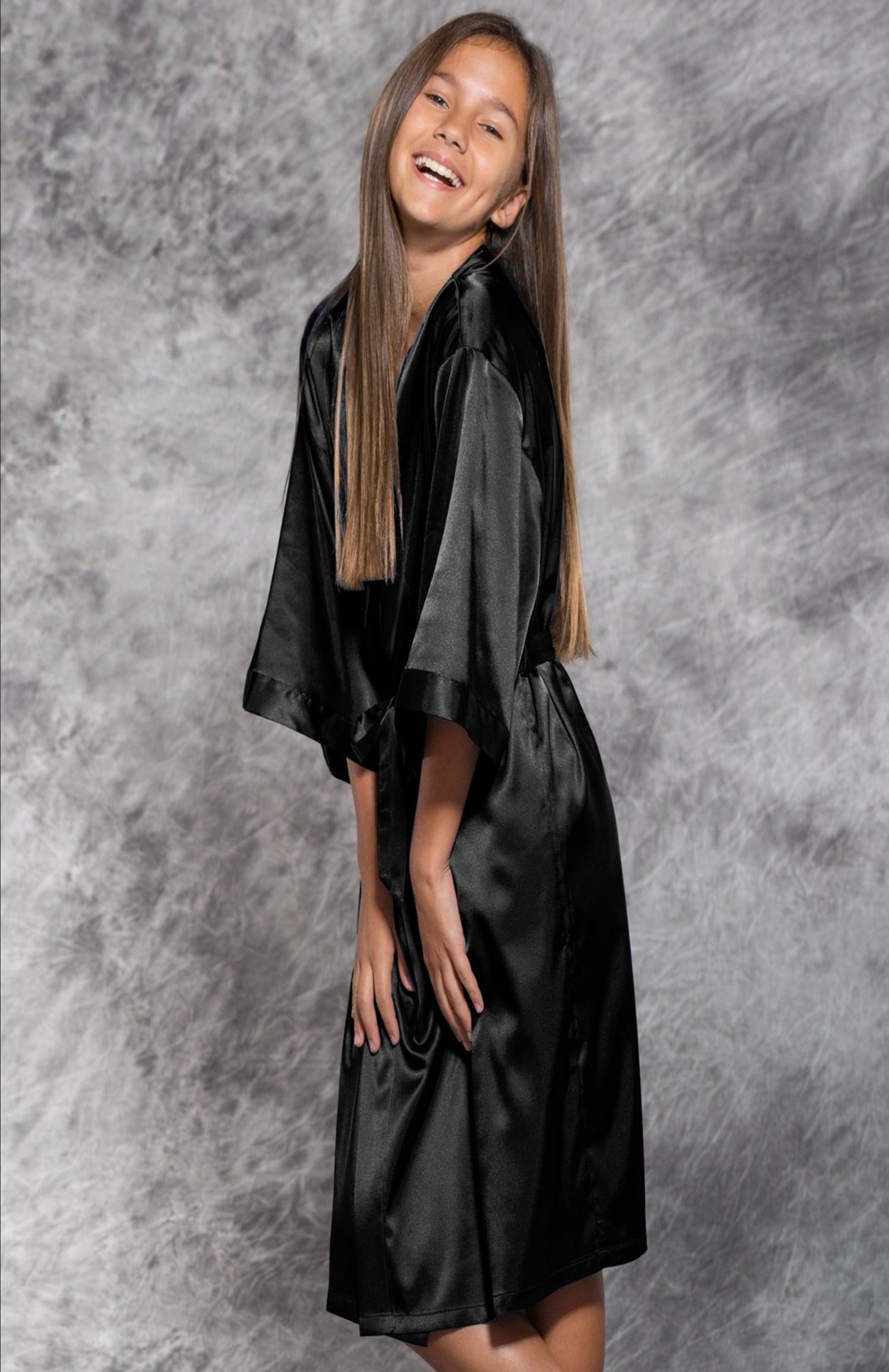 Amazon.com: HOTOUCH Satin Robe for Women Extra Small Silk Robe Silky 3/4  Sleeve Ruffled Short Kimono Bridesmaids Robes Satin Bathrobes Sleepwear  Black Xs : Clothing, Shoes & Jewelry